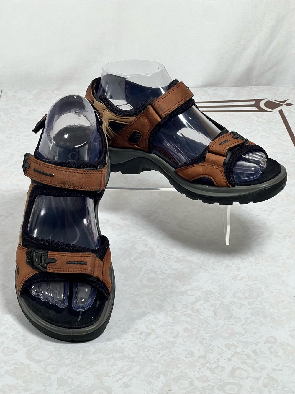 Ecco Hiking Yucatan Sandal Velcro Straps Brown Black US 6.5 Women’s Size 37 - Picture 2 of 11